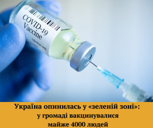 Україна опинилась у «зеленій зоні»: у громаді вакцинувалися майже 4000 людей