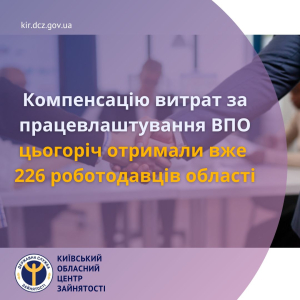 Компенсацію витрат за працевлаштування ВПО цьогоріч отримали вже 226 роботодавців області